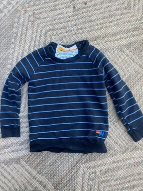 Aviator Nation Navy with Light Blue Stripe Kids Sweatshirt